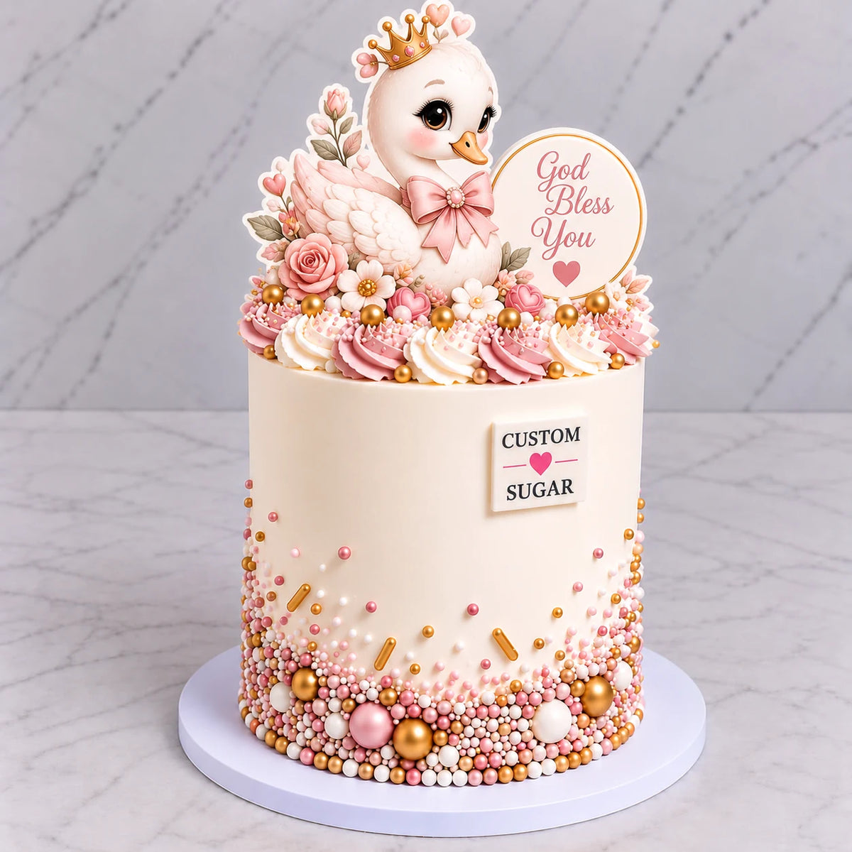Baby Swan Baby Shower Cake