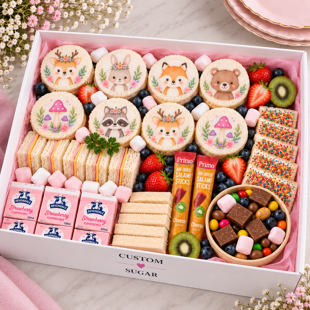 Woodland Animals Pink Signature Printed Sandwich Platter