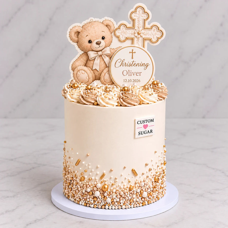 Teddy Bear Christening Cake