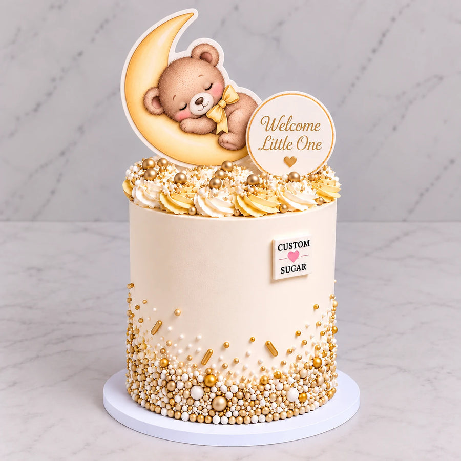 Sleeping Teddy Bear Baby Shower Cake