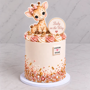 Custom Sugar Baby Giraffe Baby Shower Cake personalised cake topper