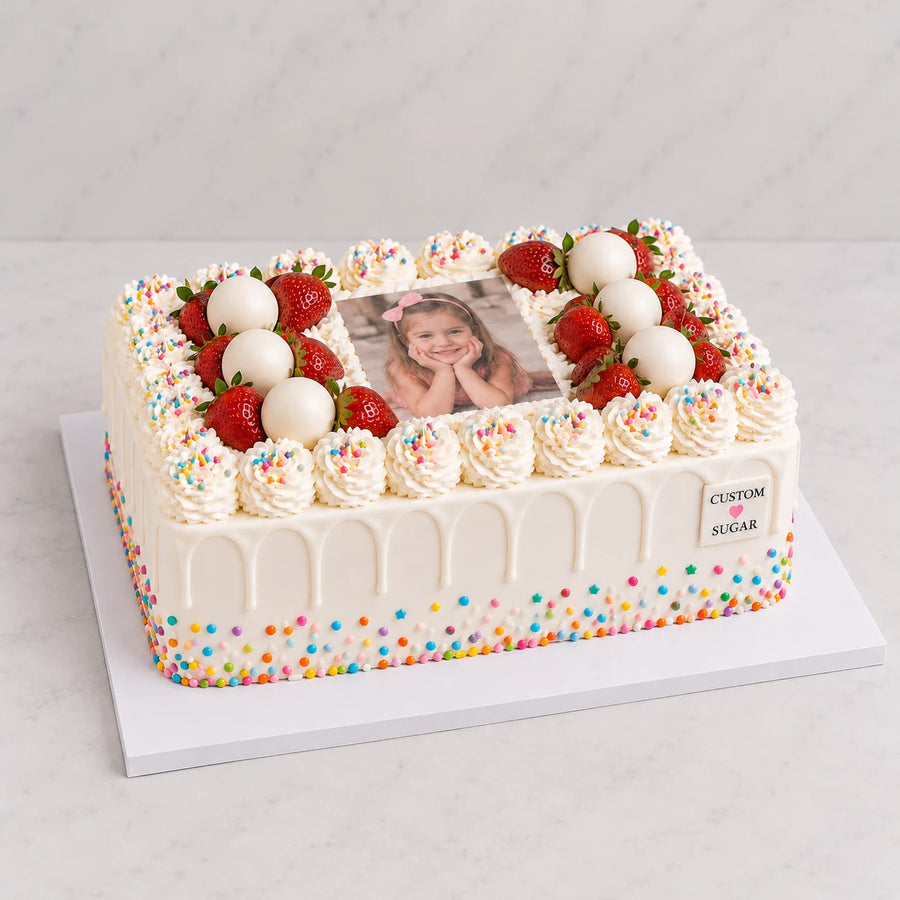 Strawberry Photo Slab Cake