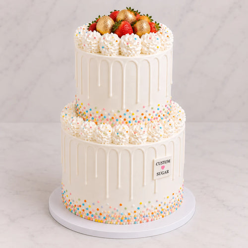 Custom Sugar 2 Tier Strawberry cake