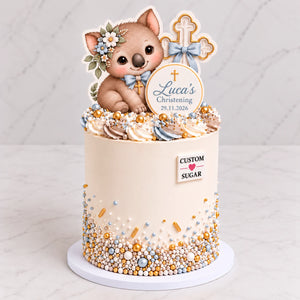 Custom Sugar Wombat Christening Cake personalised cake topper