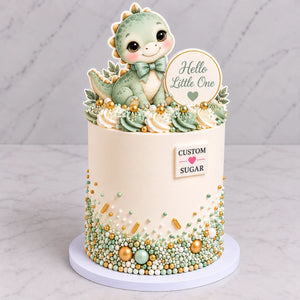 Custom Sugar Baby Dinosaur Baby Shower Cake personalised cake topper