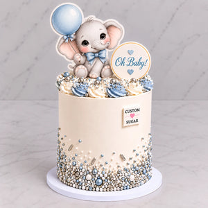 Custom Sugar Baby Elephant Baby Shower Cake personalised cake topper
