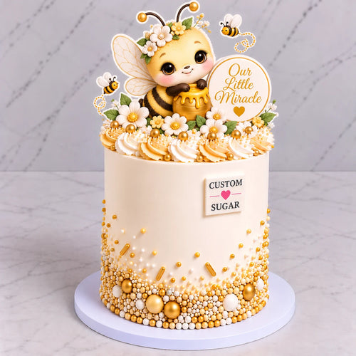 Our Little Miracle Bee Cake by Custom Sugar