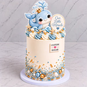 Custom Sugar Baby Whale Baby Shower Cake personalised cake topper