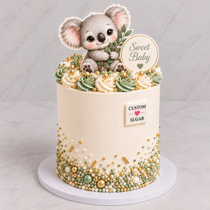 Custom Sugar Baby Koala Baby Shower Cake personalised cake topper