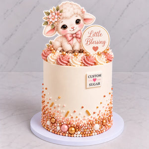 Custom Sugar Baby Lamb Baby Shower Cake personalised cake topper