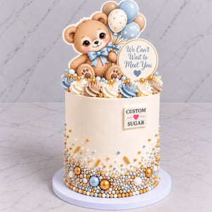 Custom Sugar Baby Teddy Bear Baby Shower Cake personalised cake topper
