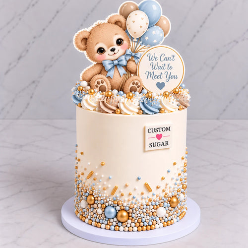 Teddy Bear Welcome Cake by Custom Sugar