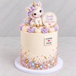 Custom Sugar Baby Unicorn Baby Shower Cake personalised cake topper