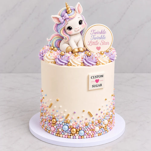 Twinkle Twinkle Unicorn Celebration Cake by Custom Sugar